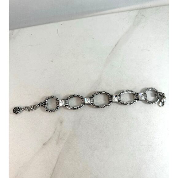 Brighton Sunflower Silver toned Chunky Link Bracelet Swarovsky Accent - Picture 1 of 5
